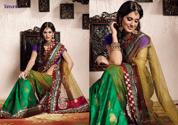 SARI INDISCHE BOLLYWOOD PARTY KLEID mit Blusenstoff